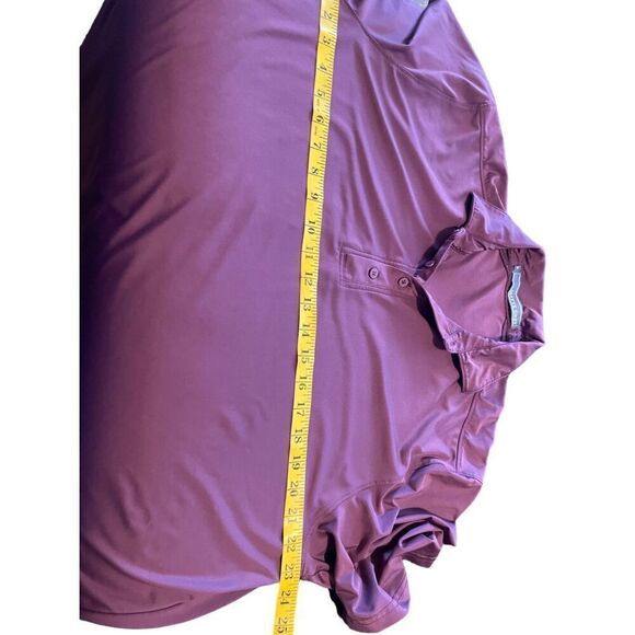 Matte Grey Mens Burgundy High-Low Hem Four-Button Placket Polo Shirt Size XL - Picture 6 of 13